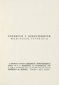 TULLIO D'ALBISOLA - La ceramica futurista. Manifesto dell'aeroceramica.