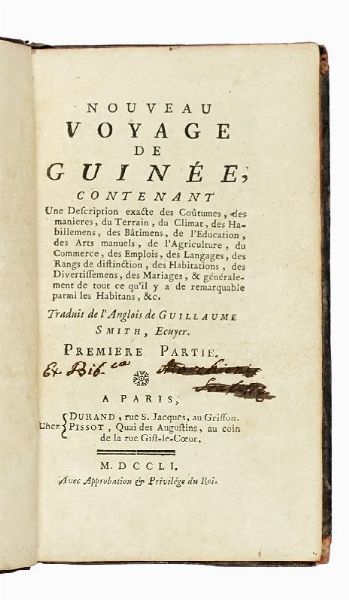 WILLIAM SMITH : Nouveau voyage de Guine... Premiere (-seconde) partie.  - Asta Libri a stampa dal XV al XIX secolo [Parte II] - Associazione Nazionale - Case d'Asta italiane