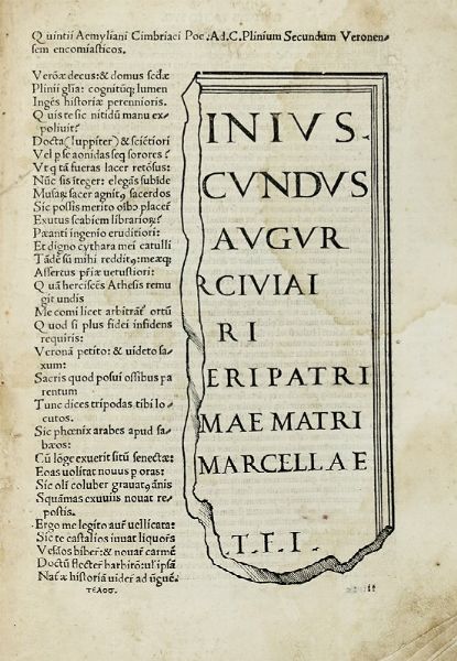 GAIUS PLINIUS SECUNDUS : [Historiae naturalis libri XXXVII].  - Asta Libri a stampa dal XV al XIX secolo [Parte II] - Associazione Nazionale - Case d'Asta italiane