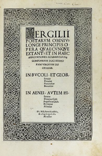 PUBLIUS VERGILIUS MARO : Opera.  - Asta Libri a stampa dal XV al XIX secolo [Parte II] - Associazione Nazionale - Case d'Asta italiane