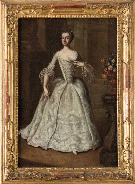 Pietro Longhi, Cerchia di : Ritratto di dama in un interno  - Asta Pittura Antica - Associazione Nazionale - Case d'Asta italiane