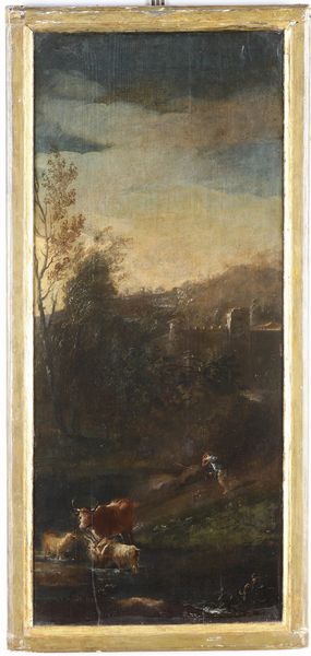 Giambettino Cignaroli, Attribuito a : Paesaggio con pastore e armenti  - Asta Pittura Antica - Associazione Nazionale - Case d'Asta italiane