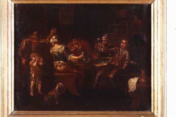 Scuola olandese del XVII secolo Scena dinterno  - Asta Pittura Antica - Associazione Nazionale - Case d'Asta italiane