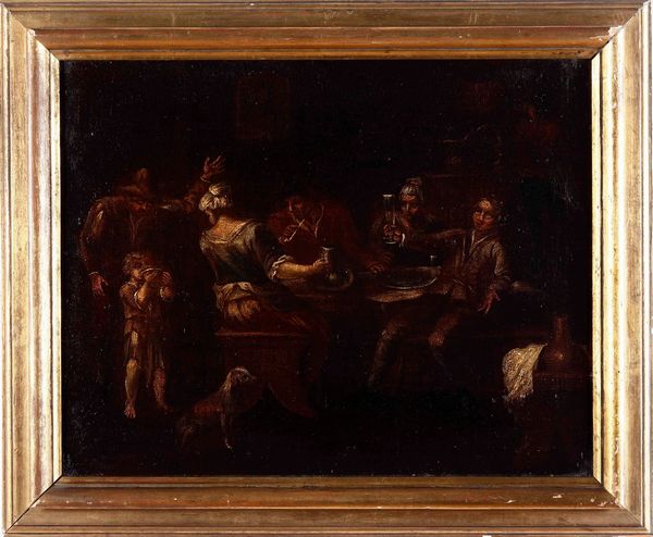 Scuola olandese del XVII secolo Scena dinterno  - Asta Pittura Antica - Associazione Nazionale - Case d'Asta italiane