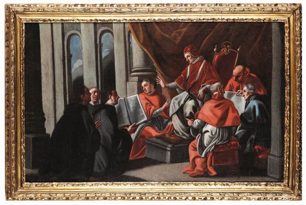 Scuola del XVII-XVIII secolo Episodi della vita di Papa Gregorio Magno  - Asta Pittura Antica - Associazione Nazionale - Case d'Asta italiane