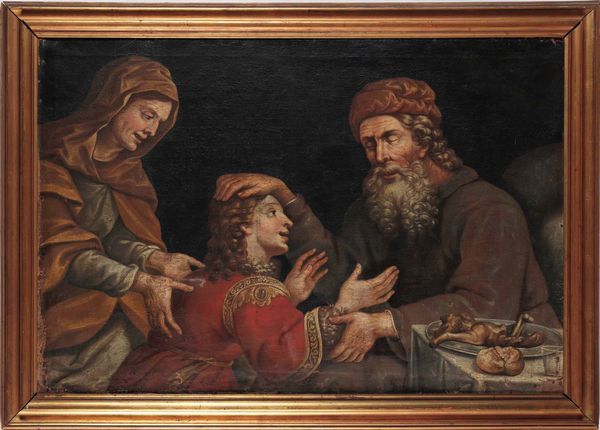 Scuola del XVII secolo Isacco benedice Giacobbe  - Asta Pittura Antica - Associazione Nazionale - Case d'Asta italiane