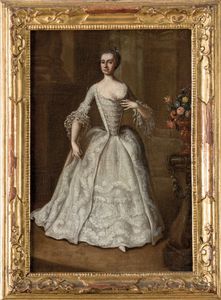 Pietro Longhi, Cerchia di - Ritratto di dama in un interno