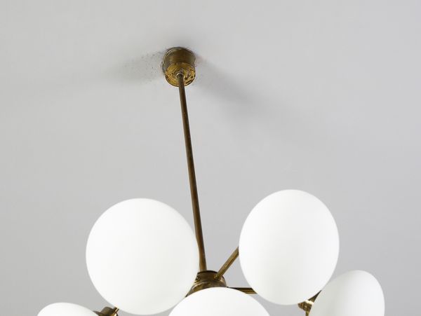 MANIFATTURA ITALIANA : Lampada a sospensione a nove luci  - Asta Asta 420 | DESIGN E ARTI DECORATIVE DEL NOVECENTO Online - Associazione Nazionale - Case d'Asta italiane