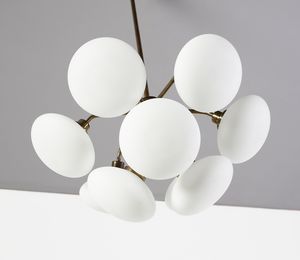 MANIFATTURA ITALIANA : Lampada a sospensione a nove luci  - Asta Asta 420 | DESIGN E ARTI DECORATIVE DEL NOVECENTO Online - Associazione Nazionale - Case d'Asta italiane