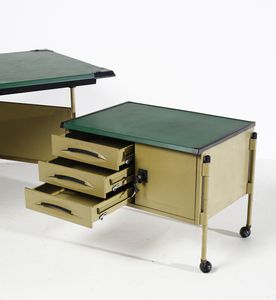 STUDIO BBPR (n. 1932) : Scrivania con cassettiera della serie Spazio Modernista per Olivetti  - Asta Asta 420 | DESIGN E ARTI DECORATIVE DEL NOVECENTO Online - Associazione Nazionale - Case d'Asta italiane