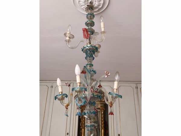 Piccolo lampadario in vetro soffiato di Murano  - Asta Una villa fiorentina. Arredi e Dipinti Antichi. Arte Contemporanea - Associazione Nazionale - Case d'Asta italiane