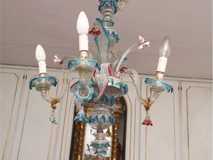 Piccolo lampadario in vetro soffiato di Murano  - Asta Una villa fiorentina. Arredi e Dipinti Antichi. Arte Contemporanea - Associazione Nazionale - Case d'Asta italiane