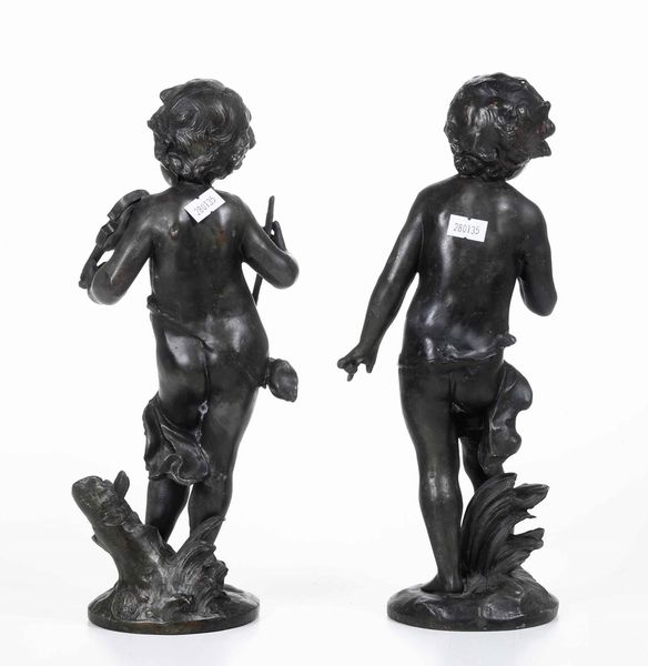 Da Moreau. XIX-XX secolo Due Amorini  - Asta Scultura - Associazione Nazionale - Case d'Asta italiane