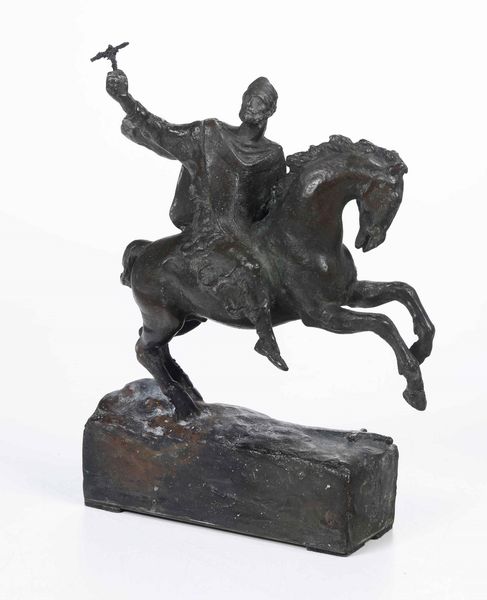 Giannino Castiglioni (Milano 1884 - Lierna 1971) Il Crociato  - Asta Scultura - Associazione Nazionale - Case d'Asta italiane