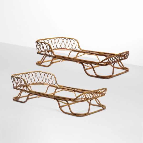 Due daybed con struttura in bamb e giunco.  - Asta Design Lab - Associazione Nazionale - Case d'Asta italiane