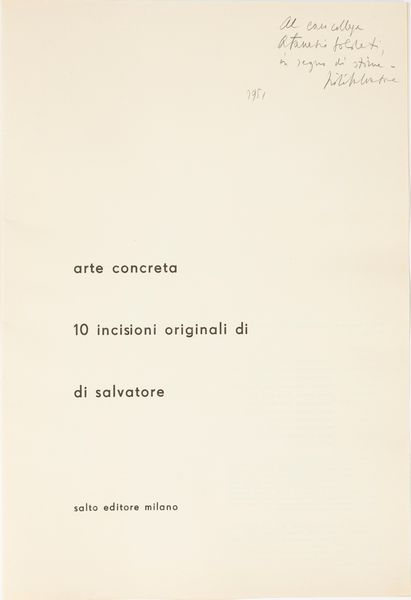 Nino Di Salvatore : Arte concreta  - Asta Grafica e Multipli d'Autore - Associazione Nazionale - Case d'Asta italiane