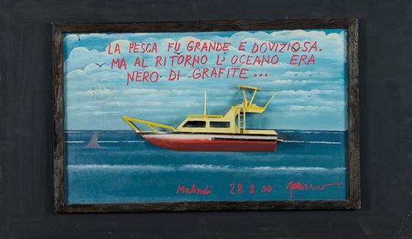 Sarenco (Isaia Mabellini) : La pesca fu grande e doviziosa, ma al ritorno l'oceano era nero di grafite  - Asta Arte Moderna e Contemporanea - Associazione Nazionale - Case d'Asta italiane