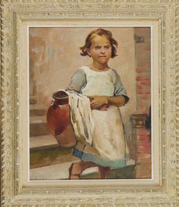 Cafiero Filippelli : Bambina con brocca  - Asta Arte Moderna e Contemporanea - Associazione Nazionale - Case d'Asta italiane