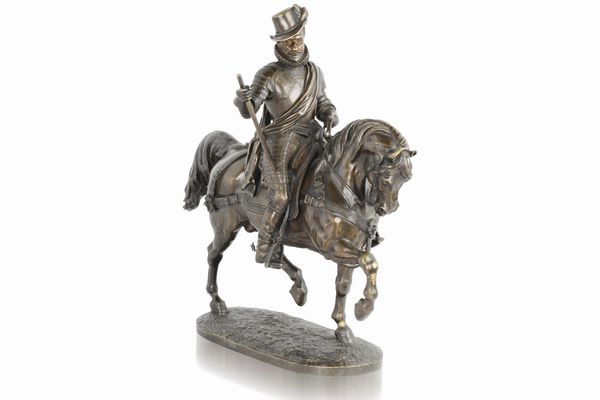 Emilien de Nieuwerkerke : Monumento equestre di Guglielmo d'Orange  - Asta Cuprum. Reloaded. Bronzetti dal Medioevo all'800 - Associazione Nazionale - Case d'Asta italiane