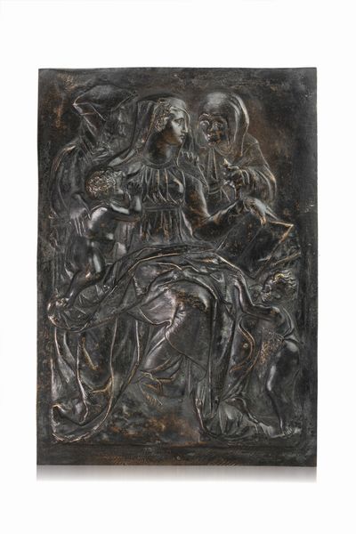 Pierino da Vinci, copia da : Placca raffigurante Sacra Conversazione  - Asta Cuprum. Reloaded. Bronzetti dal Medioevo all'800 - Associazione Nazionale - Case d'Asta italiane