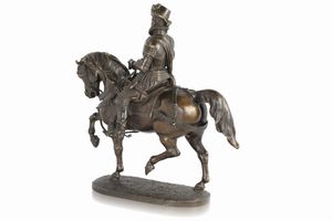 Emilien de Nieuwerkerke : Monumento equestre di Guglielmo d'Orange  - Asta Cuprum. Reloaded. Bronzetti dal Medioevo all'800 - Associazione Nazionale - Case d'Asta italiane