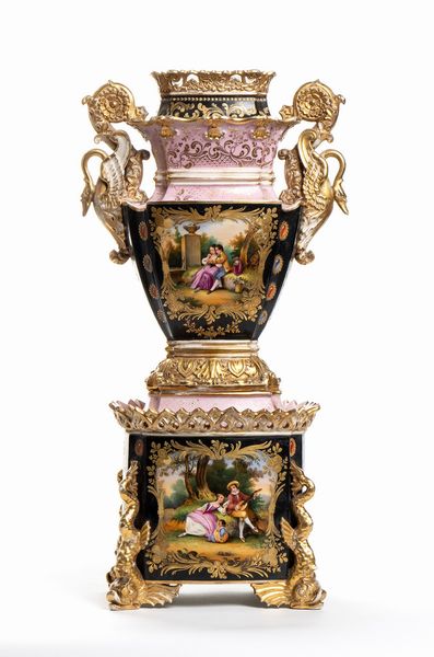 Vaso in ceramica - XIX secolo, firmato JACOBE PETIT  - Asta Mobili e Oggetti d'Arte dal XVII all'inizio del XX Secolo - Associazione Nazionale - Case d'Asta italiane