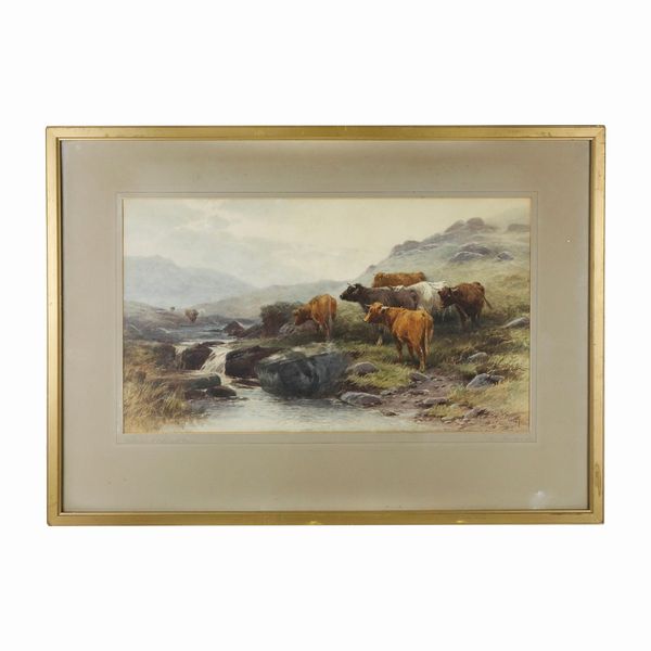 Scorcio di paesaggio montano con mucche  - Asta Smart Auction: Arredi, Dipinti, Sculture e altro a prezzi vantaggiosi - Associazione Nazionale - Case d'Asta italiane