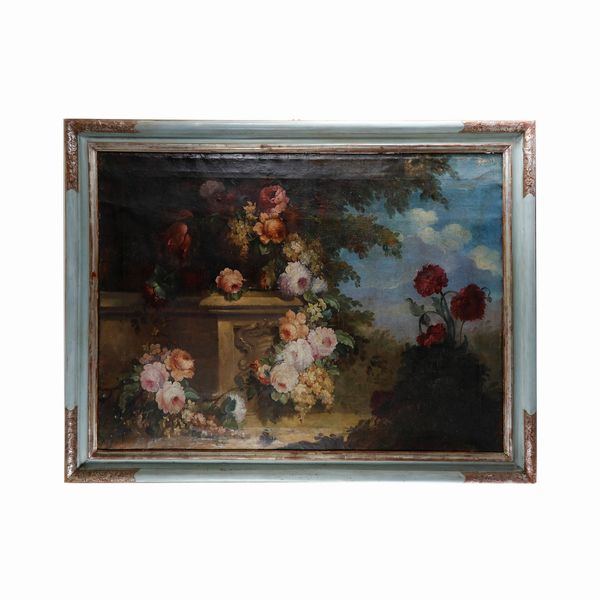 Natura silente con fiori e paesaggio  - Asta Smart Auction: Arredi, Dipinti, Sculture e altro a prezzi vantaggiosi - Associazione Nazionale - Case d'Asta italiane