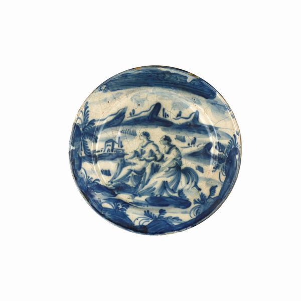 Piatto in ceramica bianca e bleu  - Asta Smart Auction: Arredi, Dipinti, Sculture e altro a prezzi vantaggiosi - Associazione Nazionale - Case d'Asta italiane