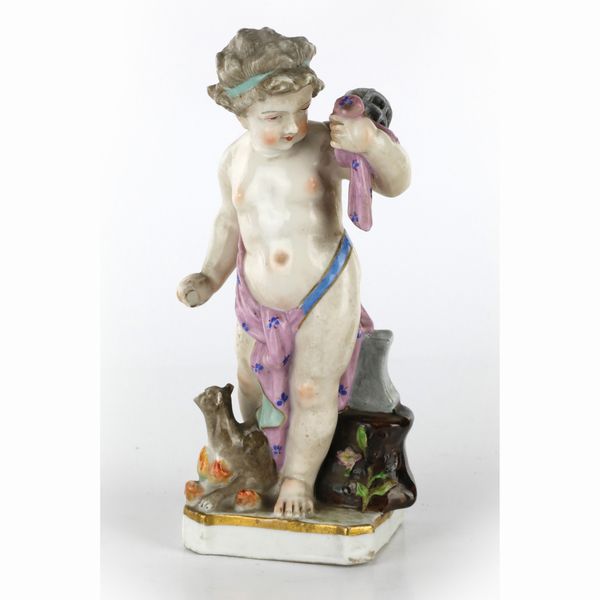 Putto in porcellana policroma  - Asta Smart Auction: Arredi, Dipinti, Sculture e altro a prezzi vantaggiosi - Associazione Nazionale - Case d'Asta italiane