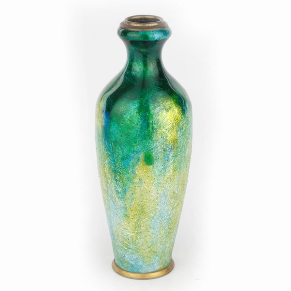 Vaso a smalto verde e blue in ottone  - Asta Smart Auction: Arredi, Dipinti, Sculture e altro a prezzi vantaggiosi - Associazione Nazionale - Case d'Asta italiane