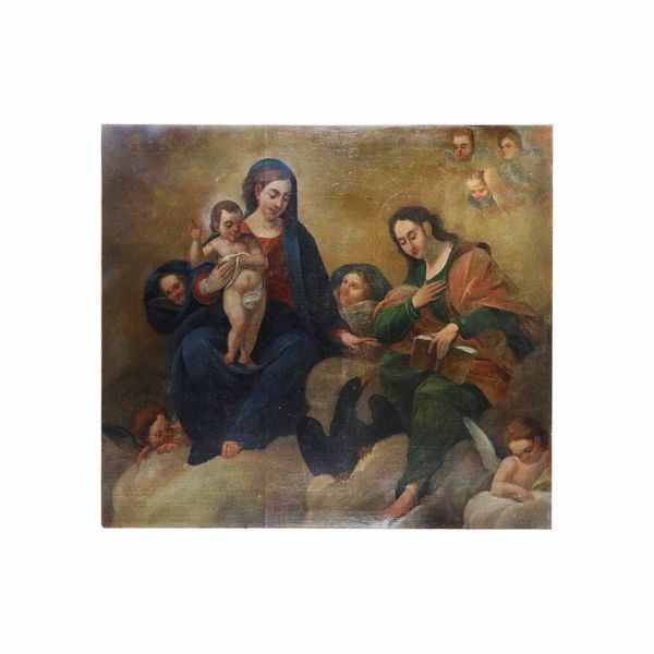 Madonna con Bambino e S. Giovanni Evangelista e coro di angeli  - Asta Smart Auction: Arredi, Dipinti, Sculture e altro a prezzi vantaggiosi - Associazione Nazionale - Case d'Asta italiane