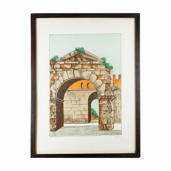 FABIO FAILLA : L 'arco di Druso, litografia a colori  - Asta Smart Auction: Arredi, Dipinti, Sculture e altro a prezzi vantaggiosi - Associazione Nazionale - Case d'Asta italiane