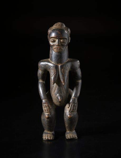 Bete - Costa d'Avorio : Scultura antropomorfa femminile. Legno a patina scura.  - Asta Asta 422 | AFRICA, OCEANIA E AMERICHE - ARTIGIANATO AFRICANO: VARI COMMITTENTI E SELEZIONE DALLA COLLEZIONE BARTOLOMUCCI Online - Associazione Nazionale - Case d'Asta italiane