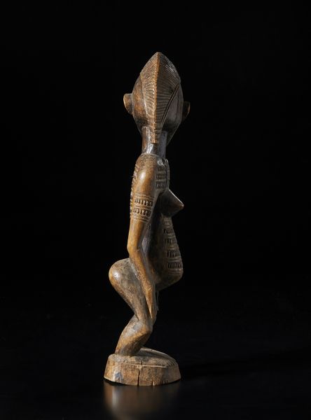 Bambara - Mali : Scultura antropomorfa con testa di profilo.Legno duro a patina bruna e scura.  - Asta Asta 422 | AFRICA, OCEANIA E AMERICHE - ARTIGIANATO AFRICANO: VARI COMMITTENTI E SELEZIONE DALLA COLLEZIONE BARTOLOMUCCI Online - Associazione Nazionale - Case d'Asta italiane