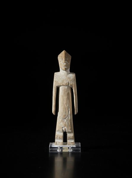 Adan - Togo/Ghana : Scultura antropomorfa stilizzata Aklama. Legno duro a patina chiara e caolino.  - Asta Asta 422 | AFRICA, OCEANIA E AMERICHE - ARTIGIANATO AFRICANO: VARI COMMITTENTI E SELEZIONE DALLA COLLEZIONE BARTOLOMUCCI Online - Associazione Nazionale - Case d'Asta italiane