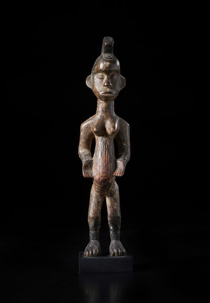 Igbo - Nigeria : Scultura antropomorfa. Legno a patina marrone, pigmenti.  - Asta Asta 422 | AFRICA, OCEANIA E AMERICHE - ARTIGIANATO AFRICANO: VARI COMMITTENTI E SELEZIONE DALLA COLLEZIONE BARTOLOMUCCI Online - Associazione Nazionale - Case d'Asta italiane