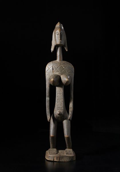 Bambara - Mali : Scultura antropomorfa femminile. Legno duro a patina scura.  - Asta Asta 422 | AFRICA, OCEANIA E AMERICHE - ARTIGIANATO AFRICANO: VARI COMMITTENTI E SELEZIONE DALLA COLLEZIONE BARTOLOMUCCI Online - Associazione Nazionale - Case d'Asta italiane