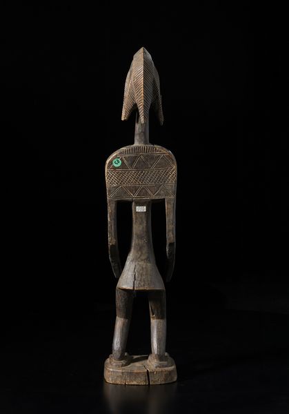 Bambara - Mali : Scultura antropomorfa femminile. Legno duro a patina scura.  - Asta Asta 422 | AFRICA, OCEANIA E AMERICHE - ARTIGIANATO AFRICANO: VARI COMMITTENTI E SELEZIONE DALLA COLLEZIONE BARTOLOMUCCI Online - Associazione Nazionale - Case d'Asta italiane