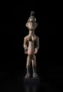 Igbo - Nigeria - Scultura antropomorfa. Legno a patina marrone, pigmenti.