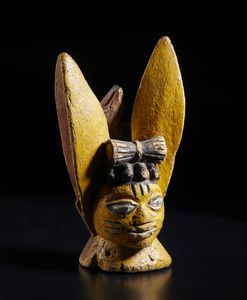 Yoruba -Nigeria - Maschera cimiero antropozoomorfa. Legno e pigmenti.