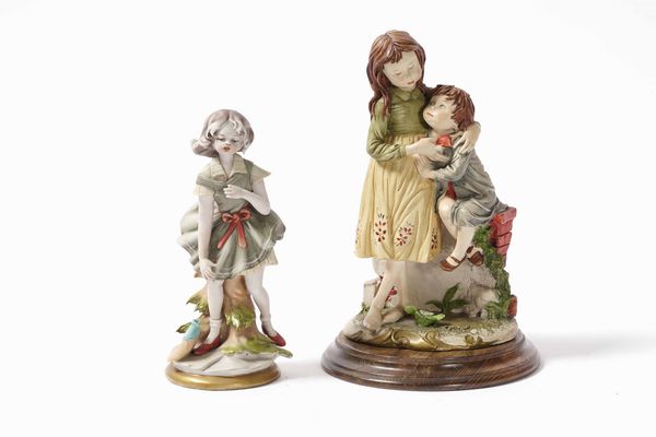 Due figurine. <BR>Probabilmente Napoli, XX secolo.  - Asta Maioliche e Porcellane - Associazione Nazionale - Case d'Asta italiane