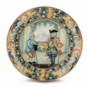 Piccolo piatto.<BR>Castelli, terzo quarto del XVIII secolo.<BR>  - Asta Maioliche e Porcellane - Associazione Nazionale - Case d'Asta italiane