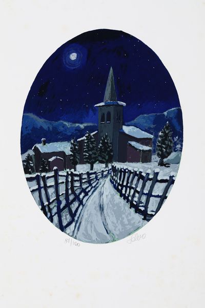 Salvo : Senza titolo (Paesaggio invernale con campanile)  - Asta Prints & Multiples - Associazione Nazionale - Case d'Asta italiane