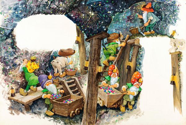 Libico Maraja : Biancaneve e i sette nani  - Asta Fairy Tales / Illustrazioni Originali - Associazione Nazionale - Case d'Asta italiane