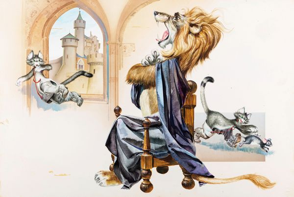 Pikka (Piero Cattaneo) : Il gatto dagli stivali  - Asta Fairy Tales / Illustrazioni Originali - Associazione Nazionale - Case d'Asta italiane