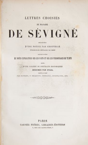 Lettres choisies de Madame de Svigne (ILLUSTRATO DELL '800)  - Asta Libri Antichi e Stampe - Associazione Nazionale - Case d'Asta italiane