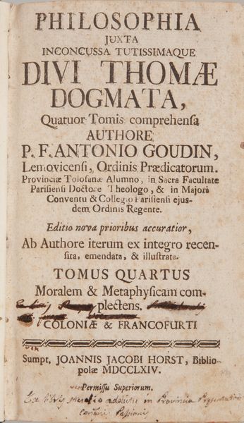 5 libri di filosofia: Vincenzo Gioberti - Della Filosofia della Rivelazione, Napoli/Torino 1861; 2) Salvatore Mancino, Elementi di Filosofia, Napoli 1851 Volumi I e II; 3) Padre Dionisio di San Giovanni in Galdo, Philosophiae Institutiones, Roma 1846 Tomi I e II  - Asta Libri Antichi e Stampe - Associazione Nazionale - Case d'Asta italiane