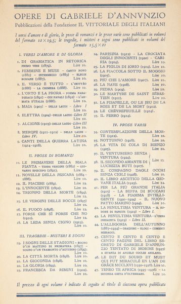 Gabriele D'Annunzio - Opere 25 Volumi  - Asta Libri Antichi e Stampe - Associazione Nazionale - Case d'Asta italiane