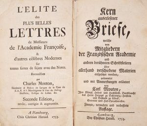 Due volumi in lingua francese del XVIII secolo: L'Elite des plus belles Lettres de Messieurs de l'Academie Francoise  - Asta Libri Antichi e Stampe - Associazione Nazionale - Case d'Asta italiane